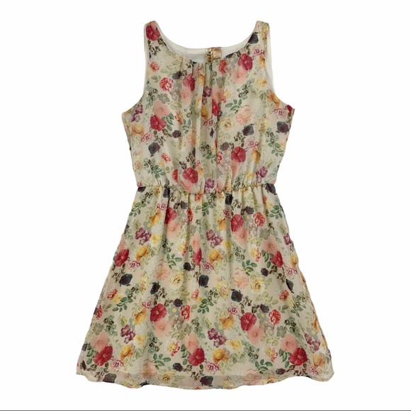 Sheer Floral Print Sleeveless Sun Dress by EyeShadow - Picture 1 of 13